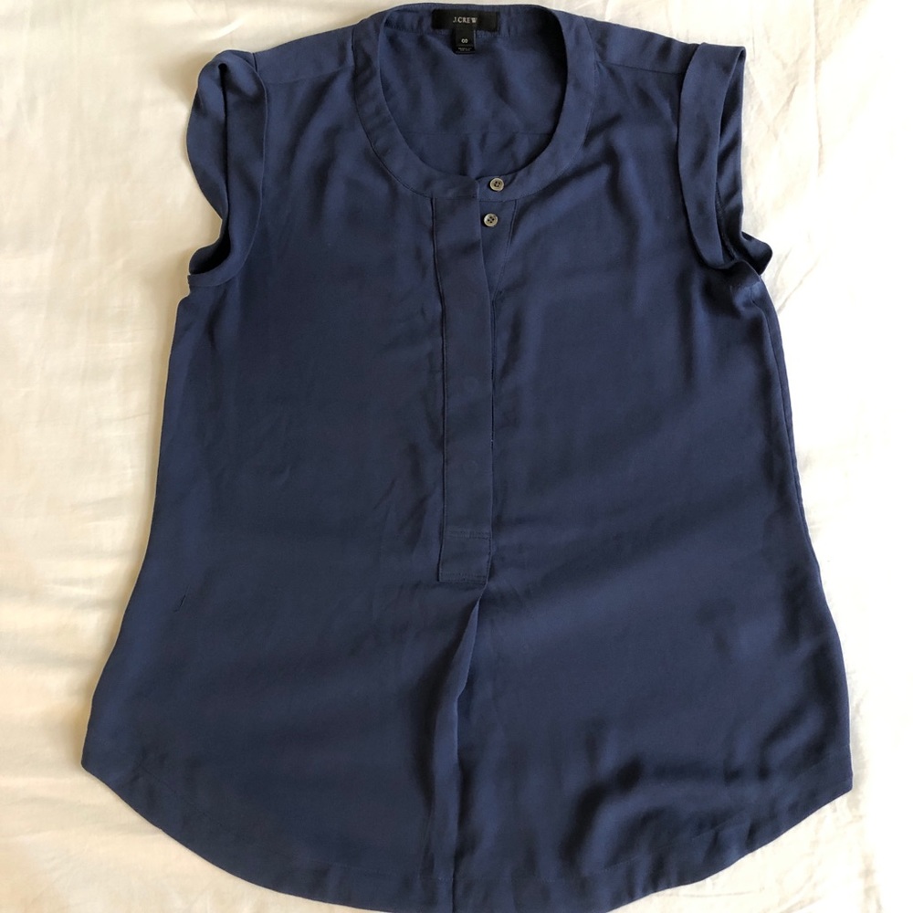 Jcrew, blue neck drape top
